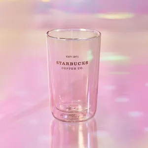 Starbucks China 2021 Pink Grey Gradient Double Wall Glass 12oz Cup (Starbucks Pink Rose Gold Christmas 2021)