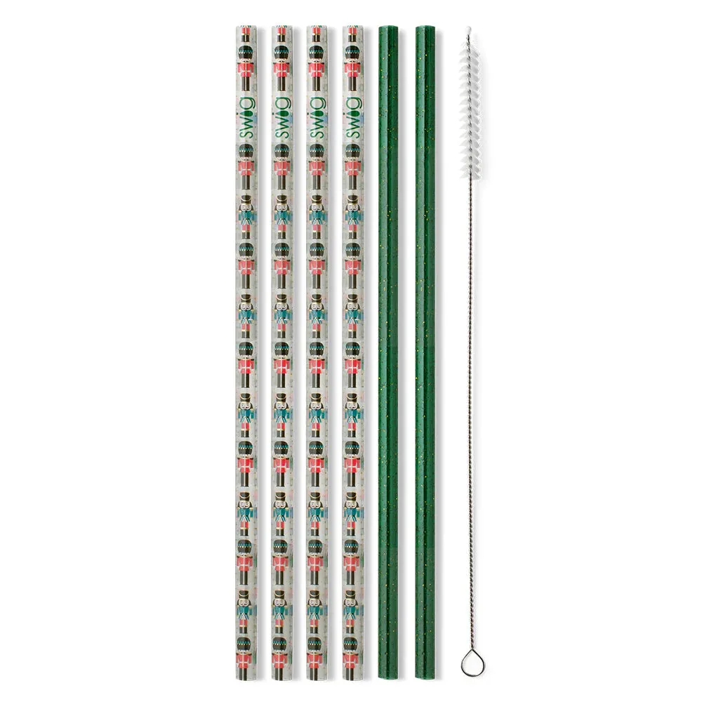 Swig Reusable Straw Set - Classic Nutcracker   Green Glitter