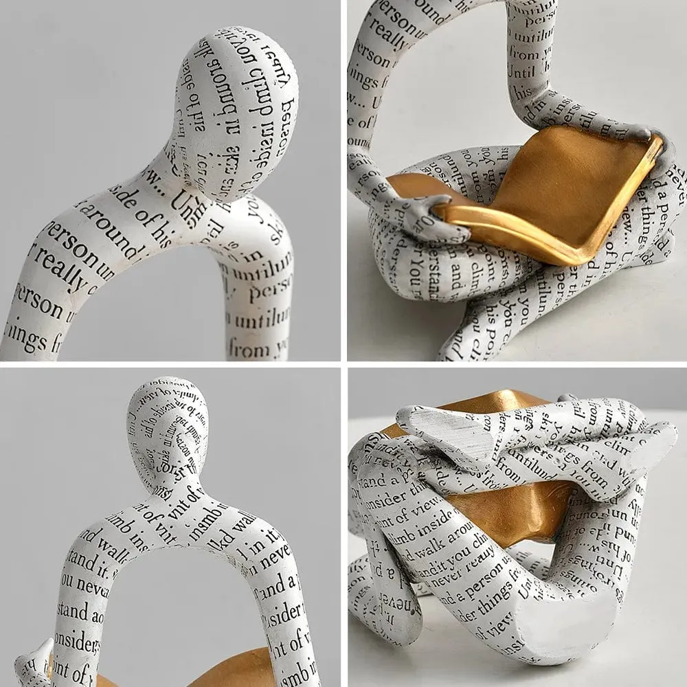 The Alphabet Reader Sculpture: Nordic-inspired Handmade Craft for Stylish Home and Office Decor, Desktop Ornaments, and Thoughtful Gifts.