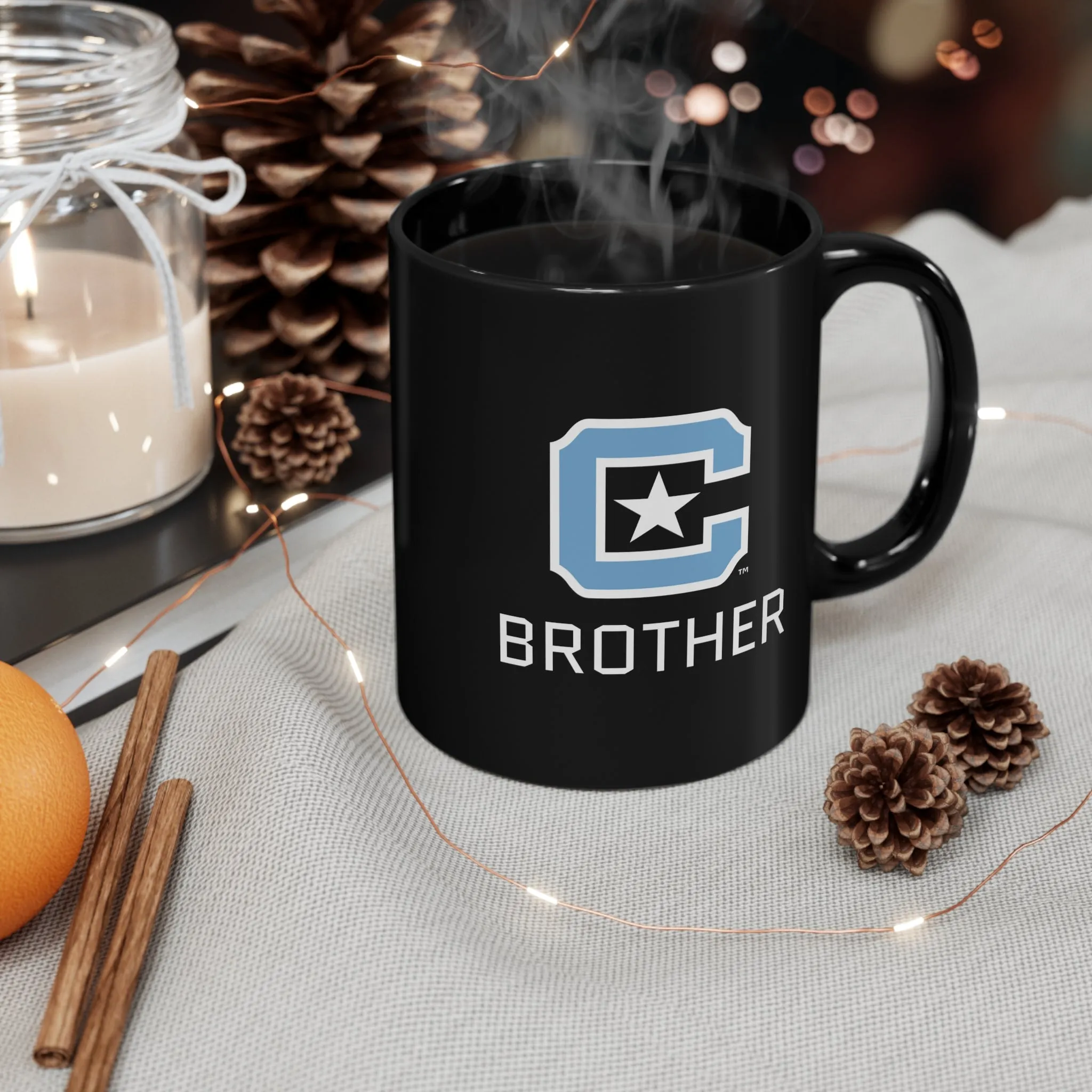 The Citadel Block C Logo, Sports Brother, Black Mug, 11oz