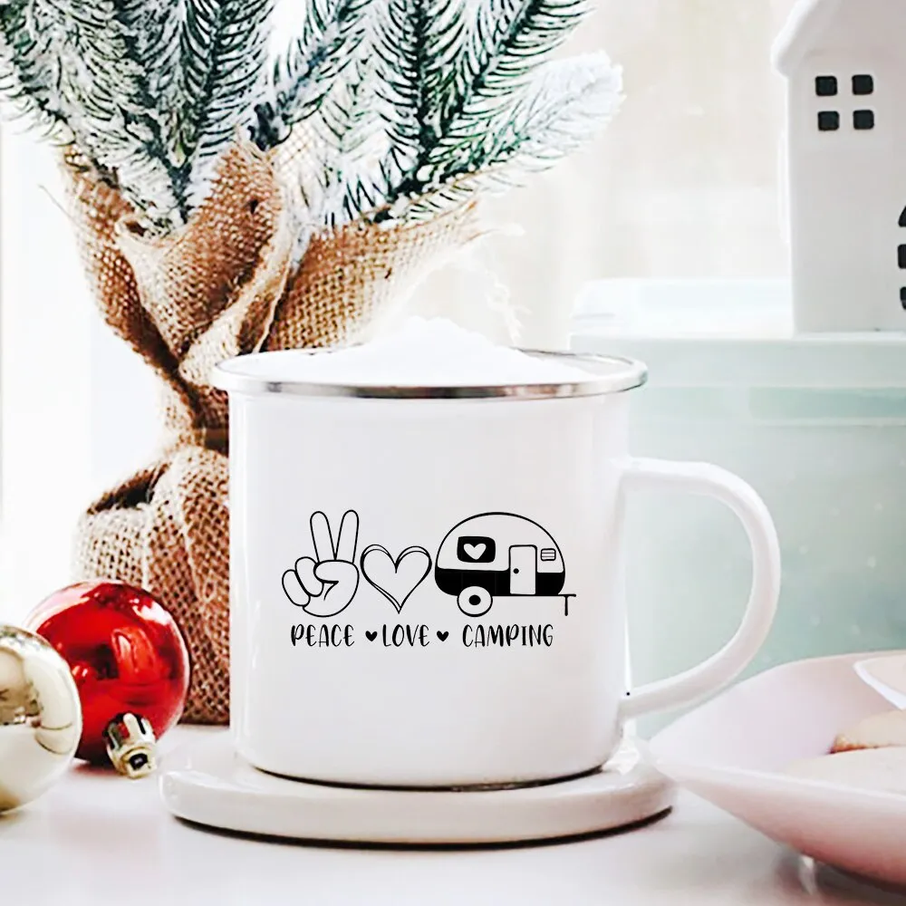 White Santa Enamel Tea Coffee Mugs Of 360ml For Christmas And New Year Gift