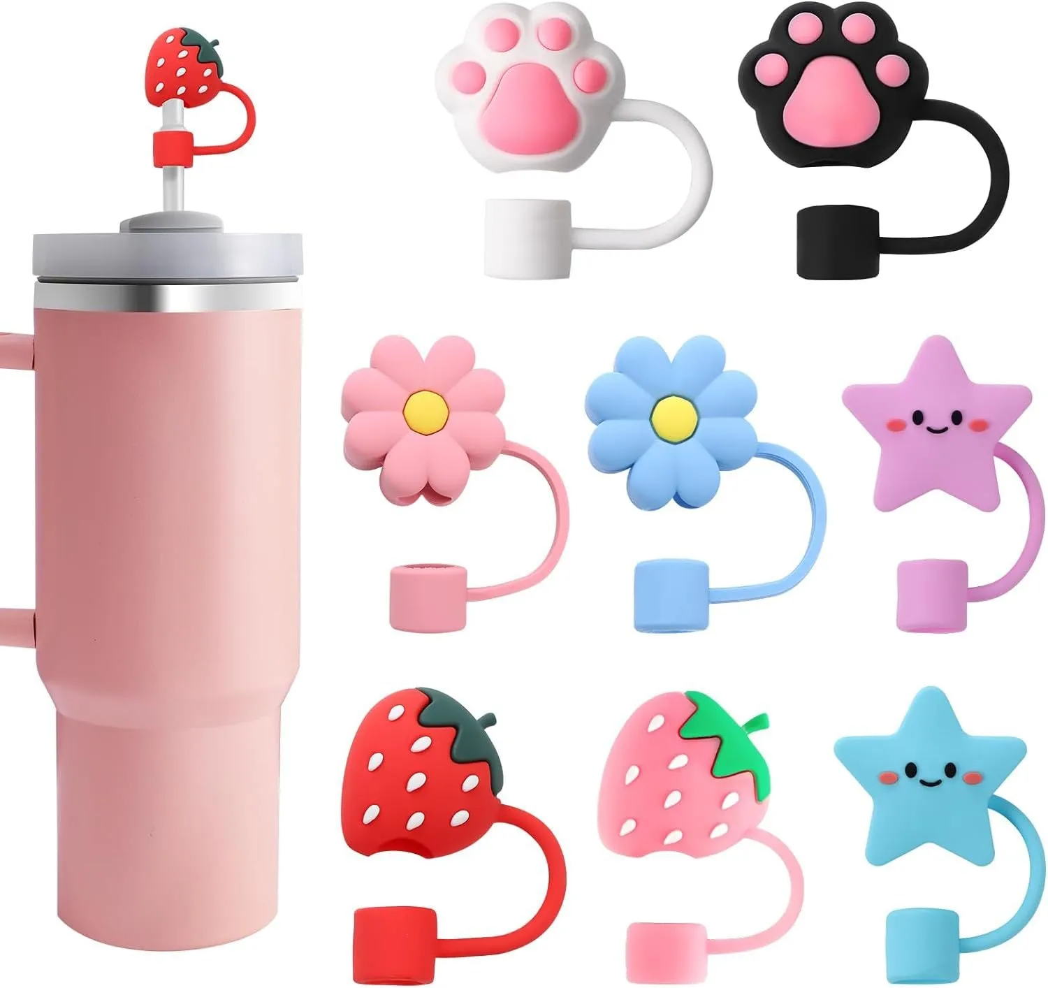 Wholesale 10mm Creative Cartoon Reusable Ice Cup Dustproof Straw Cover