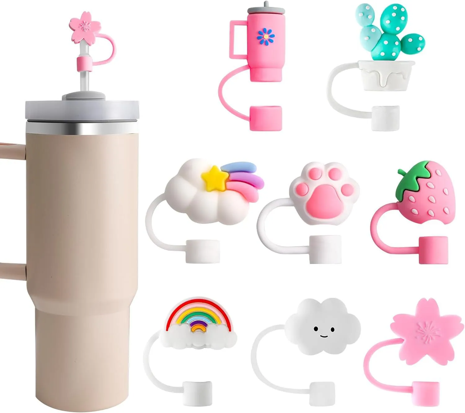 Wholesale 10mm Creative Cartoon Reusable Ice Cup Dustproof Straw Cover