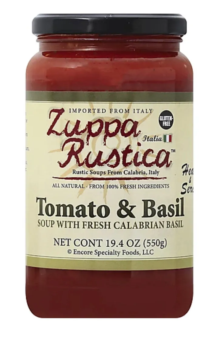 Zuppa Rustica Tomato & Basil Soup, with Fresh Calabrian Basil (4-Jars)